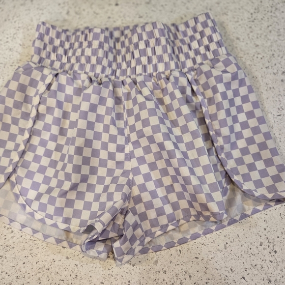 Pink Lily Pants - Pink Lily Lavender Checkered Athletic Shorts